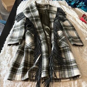 Blank NYC western green plaid coat